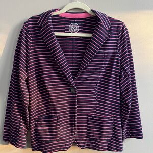 So navy and pink stripe knit blazer size large